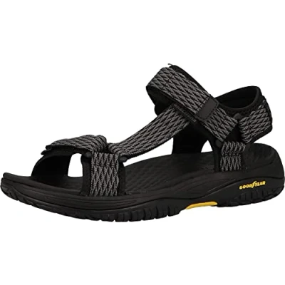 Afbeelding van Skechers Lomell Sandalen, Heren, Maat: 41, Black/gray Textiel