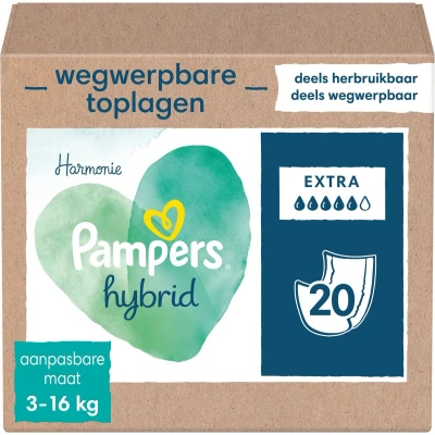 Afbeelding van Pampers Harmonie Hybrid Absorberende Wegwerpbare Toplagen 20 stuks