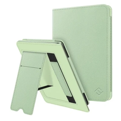 Afbeelding van Fintie Kindle Case 6 inch (11e generatie) 2024/2022, kickstand hoes met polsband en automatische slaap/wake voor Basic 2024, pastelgroen