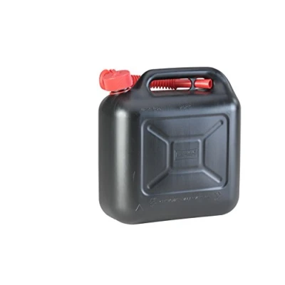 Image de Hünersdorff GmbH 811400 Jerrican Essence Homologué Carburant 10 L Standard PE HD Homologation Nu Noir Rouge bidon Diesel avec Tuyau d&#039;écoulement sécurité Enfants