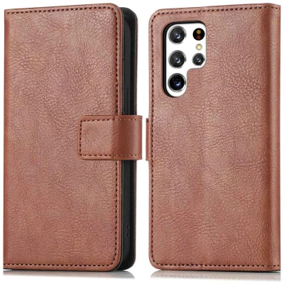 Afbeelding van iMoshion Hoesje Geschikt voor Samsung Galaxy S22 Ultra Met Pasjeshouder Luxe Bookcase Bruin