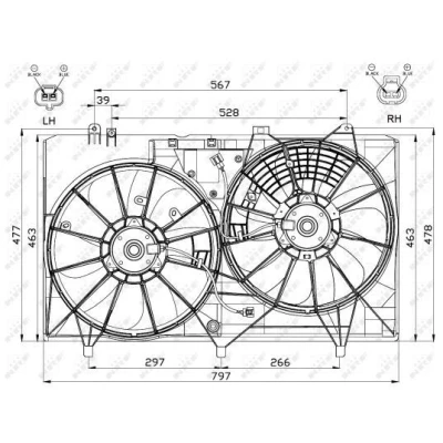 Afbeelding van NRF 47565 Radiator Ventilator 372 12 200/150 Met ventilatorraamwerk