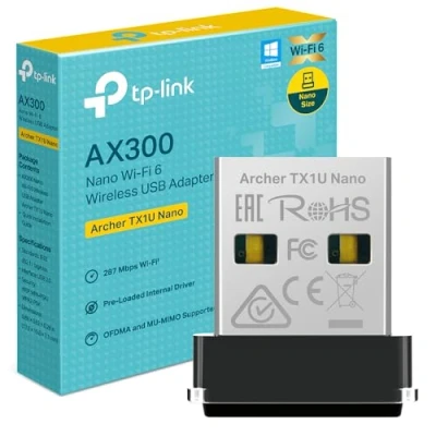 Afbeelding van TP Link Archer TX1U Nano WiFi 6 AX300 Adapter, WLAN USB stick, Plug &amp; Play, MU MIMO, Access Point Modus, compatibel met Windows Linux, ultra compact formaat