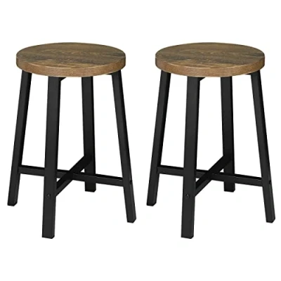 Afbeelding van WOLTU Eetkamerstoelen set van 2, keukenstoel, keukenkruk, gemaakt hout en metaal, industriële stijl, rustiek bruin + zwart, BH370hov 2