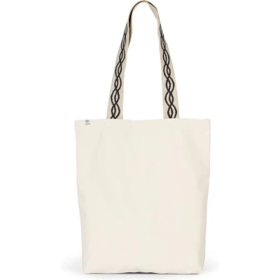 Afbeelding van Kimood Gerecyclede shopper met platte bodem KINS116 Ecume / Curve Black
