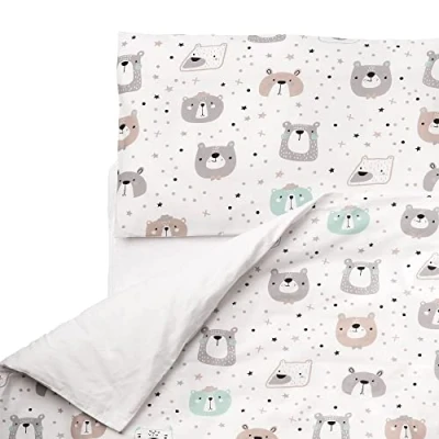 Afbeelding van FlyIdeas Dekbedovertr + 1 Kussensl babybed, Compatibel met kinderbedjes / wiegen babybedjes 100% Puur Katoen Cert. OEKO TEX, Gemaakt in EU