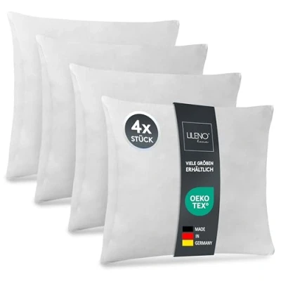 Afbeelding van LILENO HOME Set van 4 kussenslopen 50 x 60 cm, wasbaar binnenkussen geschikt voor mensen met een allergie, polyester kusseninlet als bankkussen, cocktailkussen en hoofdkussen