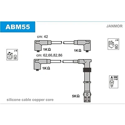 Afbeelding van JANMOR ABM55 Bougiekabelset SEAT: Ibiza 2