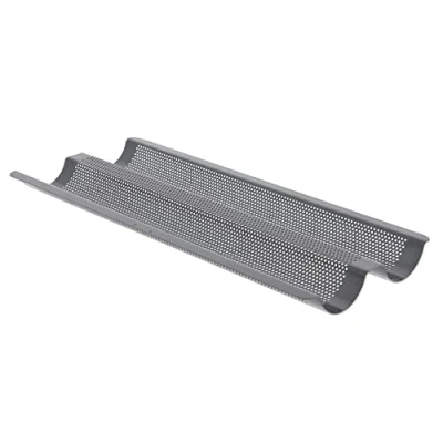 Afbeelding van De Buyer Geperforeerde plaat met 2 stalen strips antiaanbaklaag 37 x 16,2 cm Zwart