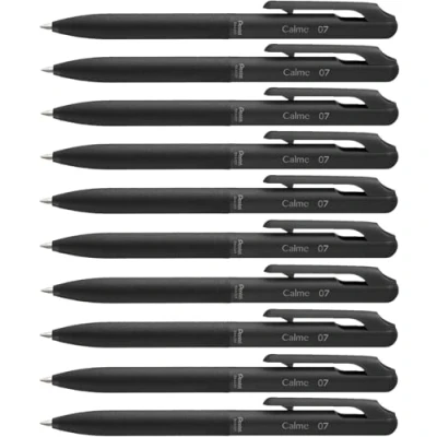 Afbeelding van Pentel Balpen Calme BXA107A A met duidelijk gedempt klikgeluid, greepzone in lederlook, navulbaar, kogel 0,7 mm = lijndikte 0,35 mm, schrijfkleur zwart, 1 stuk