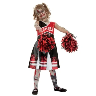 Afbeelding van SMIFFYS Rood zombie cheerleader kostuum voor meisjes 146/158 (10 12 jaar) Kinderkostuums