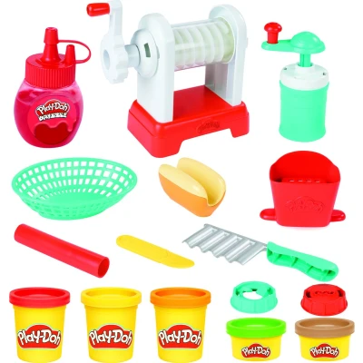 Afbeelding van Play Doh Kitchen Creations Spiraalfrietspel voor kinderen vanaf 3 jaar met friteuse, motregen en 5 kleuren klei niet giftig