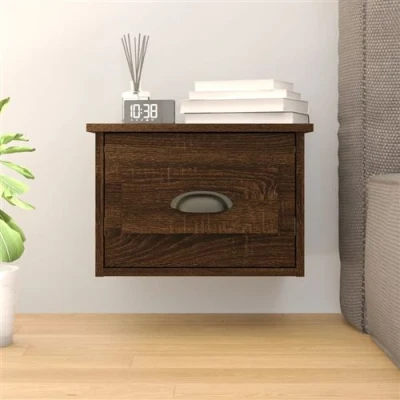 Afbeelding van Nachtkastje wandgemonteerd 41,5x36x28 cm bruin eikenkleurig