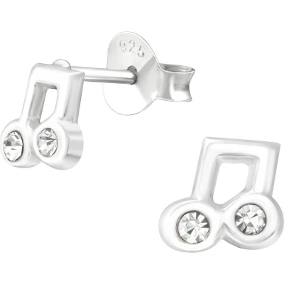 Afbeelding van zilveren kinderoorbellen muzieknoot kristal Oorbellen meisje Oorknopjes zilver Zilverana Sterling 925 Silver