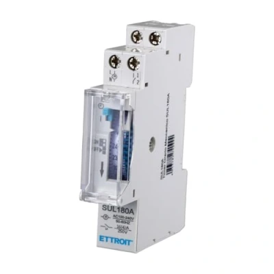 Afbeelding van 24 uurs timer op DIN rail, neemt slechts 1 module in beslag, mechanische tijdtimer, 100 240 V 16 A, programmeerbare railmontage