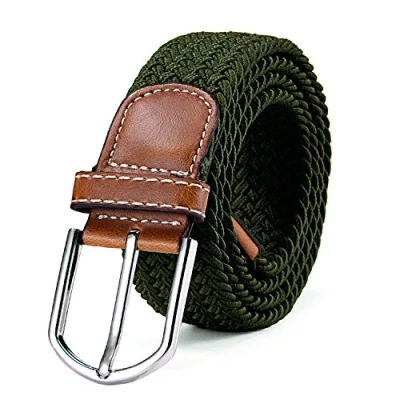 Afbeelding van Riem van rekbare stof, gevlochten, elastisch, voor dames en heren, lengte 100 cm tot 120 cm, Olijf