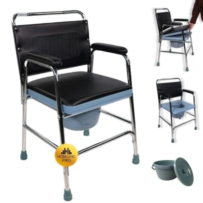 Afbeelding van Mobiclinic Velero Toiletstoel Met deksel en emmer Antislip doppen Postoel WC stoel Staal