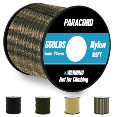 Afbeelding van Omtofo Paracord 550 m, 50 4 mm, 7 kernen, parachutetouw, zwart, voor armbanden, halskettingen, survivalparacord, max. 250 kg (50 m)