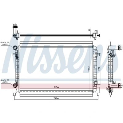 Afbeelding van NISSENS 606909 Radiateur Aluminium 647 396 23 Koelribben mechanisch gelast VOLKSWAGEN: Polo VI