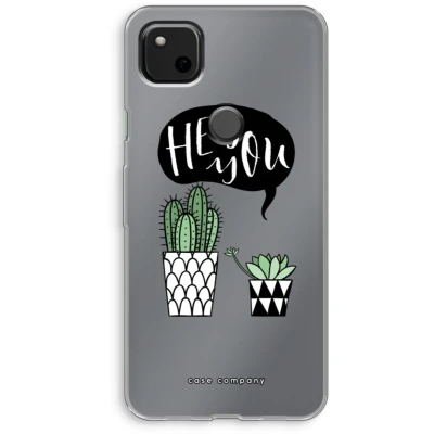 Afbeelding van Case Company® hoesje geschikt voor Google Pixel 4a Hey you cactus Soft Cover Telefoonhoesje Bescherming aan alle Kanten en Schermrand