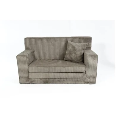 Afbeelding van FORTISLINE Uitklapbare kinderbank 83 x 47 43 cm Oeko TEX Speelbank voor kinderen 2 in 1 Bedfunctie Schuimrubberen slaapbank Corduroy Verschillende motieven (bruin)
