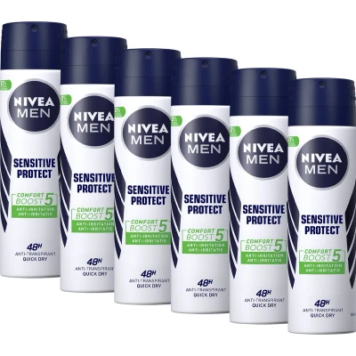 Afbeelding van 6x Nivea Men Deodorant Spray Sensitive Protect 150 ml