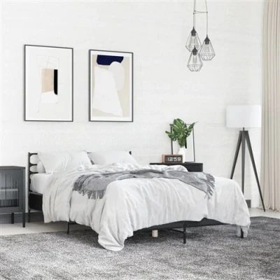 Afbeelding van vidaXL Bedframe bewerkt hout metaal zwart 120x200 cm