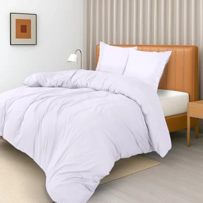 Afbeelding van Utopia Bedding Dekbedovertrekset Microvezel polyester dekbedovertrek 200 x cm + 2 Geplooide Zoom Kussenslopen 80 Wit