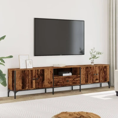 Afbeelding van vidaXL Tv meubel met lade 200x25x44 cm bewerkt hout oud houtkleurig