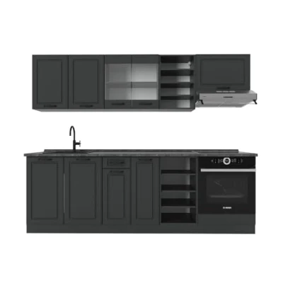 Afbeelding van Vicco R Line Complete keukeneenheid 240 cm , WB Antraciet landhuis/antraciet