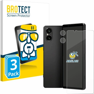 Afbeelding van BROTECT Screenprotector voor Sony Xperia 5 V (Voor+Camera) Folie Beschermfolie Beschermglas transparant (3 Stuks)