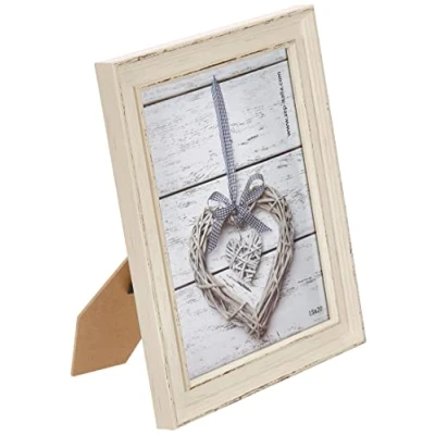 Image de Zep U368W Cadre Photo Bois 15x20 cm Resia Résine, Verre Blanc 25x20x2, 2