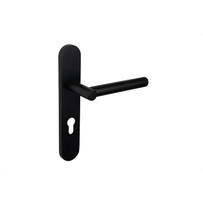 Afbeelding van Lavuzo deurkruk Grosetto Zwart met afgerond schild PC72 Per set Deurklink