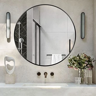 Afbeelding van SensaHome Moderne Design Wandspiegel Ronde Spiegel Krasvrij Zwart 70 CM