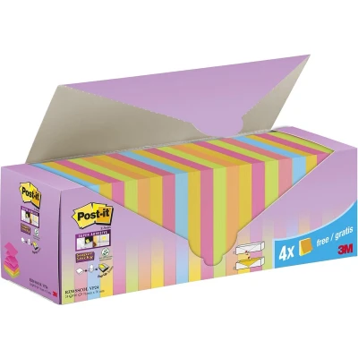 Afbeelding van Post it Super Sticky Z notes Assorti, 90 Vel, Ft 76 X Mm, 20 + 4 Gratis Memoblok