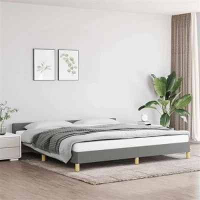 Afbeelding van Bedframe met hoofdeinde stof donkergrijs 200x200 cm