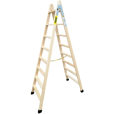Afbeelding van Opvouwbare ladder met 8 tredes Plabell bld Hout 214 x 31/62 cm