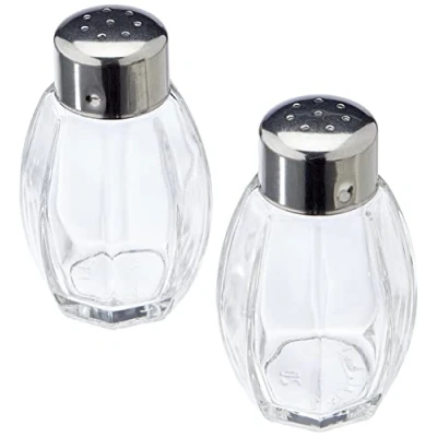 Afbeelding van FACKELMANN S/P Streuer Jade INOX zout en peperstrooier, glas, 7,5 cm, zilver, 2 stuks