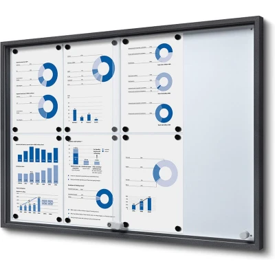 Afbeelding van Vergrendelbaar Notitiebord met Schuifdeuren Slim 8 X A4 Antraciet Syna SCSLG8XA4C7016JS Horeca &amp; Professioneel