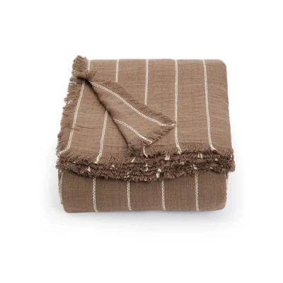 Afbeelding van Ferm LIVING Aires Bedsprei Van Biologisch Katoen 250 X 240 Cm Bruin
