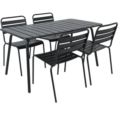 Afbeelding van MaximaVida metalen tuinset Max zwart 150 cm 1 tafel met 2 stoelen en bank