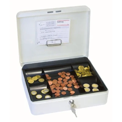 Afbeelding van Wedo Metalen Geldkist met Bankbiljet clip en 5 munt vakken Wit