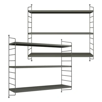 Afbeelding van Wandplank Strängnäs set van 2 verstelbaar 50x60x15 cm antracietgrijs [en.casa]