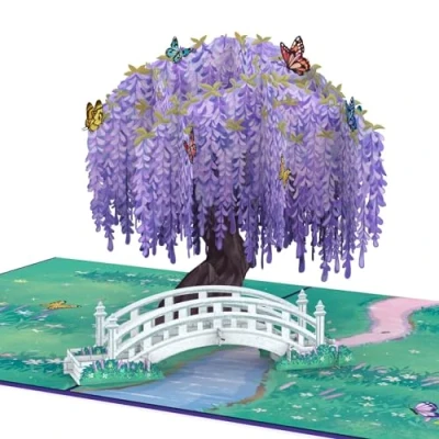 Afbeelding van papercrush® pop up kaart vlinderboom 3D cadeaukaart voor vrouw, vriendin en moeder (verjaardag, goed herstel, ik denk aan jou) handgemaakte met vlinders