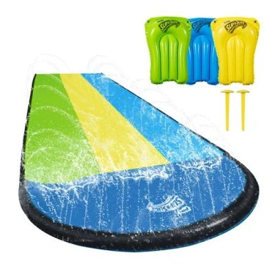 Image de Wham O Slip N Slide Triple Wave Rider 209.55 x 548.64 cm avec Boogie pour les enfants de 5 à 12 ans Jouets aquatiques d&#039;été