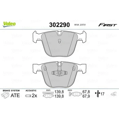Afbeelding van VALEO 302290 Remblokkenset Achteras Incl. slijtage waarschuwingscontact Met anti kreukplaat BMW: 5 GT, 7