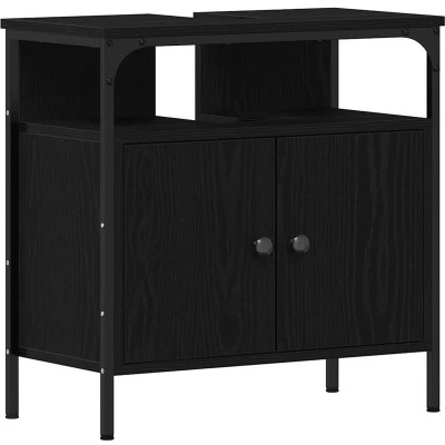 Afbeelding van Wastafelkast 60x30x60 cm spaanplaat zwart eikenkleurig