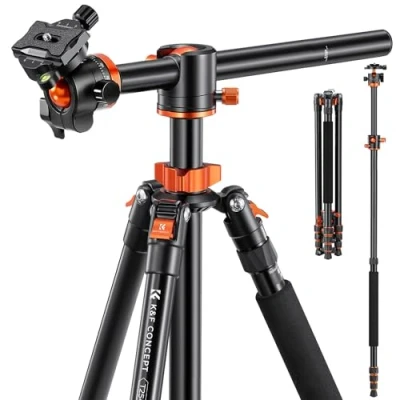 Afbeelding van Camera Statief K&amp;F Concept 230 cm/90 &quot;Overhead Monopod met Horizontale Draaibare Middenkolomarm 360 Graden Balhoofd SA254T1 voor Canon Nikon Sony DSLR