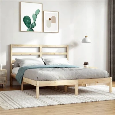 Afbeelding van vidaXL Bedframe massief hout 135x190 cm