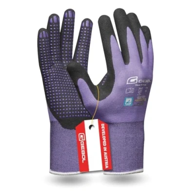 Afbeelding van Gebol Multi Flex Lady Werkhandschoenen met nitrilcoating en noppen, nitril handschoenen, dermatologisch getest, tuinhandschoenen grip voor dames, maat XS (maat 6), paars